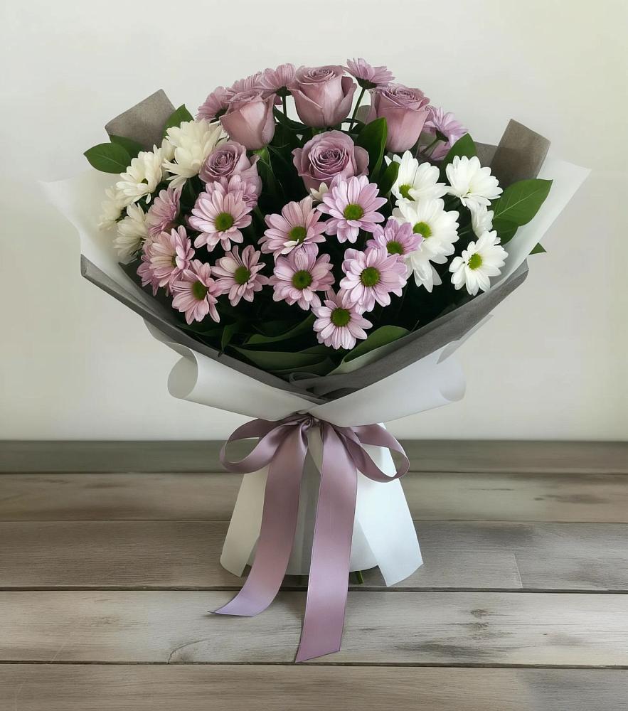Букет цветов из: Хризантемы и Розы в Куртамыше