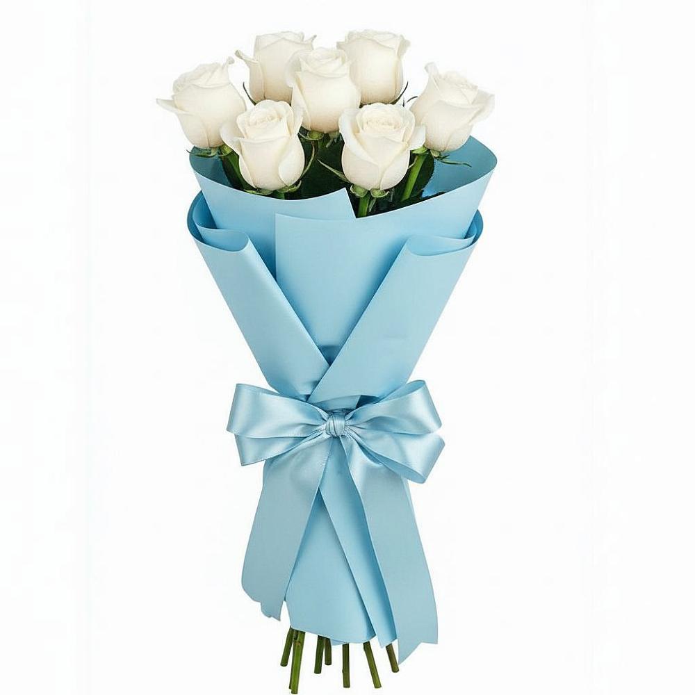 Букет 7 белых роз Проуд в Куртамыше