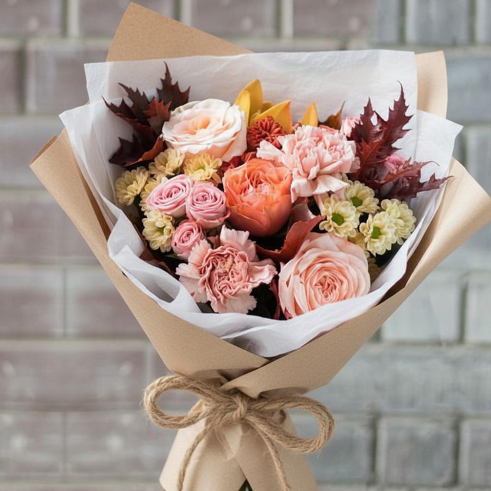 Букет цветов из: Гвоздики, Хризантемы и Розы в Куртамыше