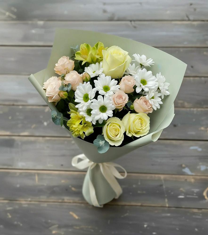 Букет цветов из: Альстромерии, Розы и Хризантемы в Куртамыше