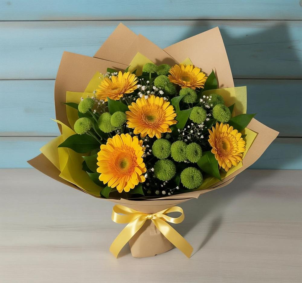 Букет цветов из: Герберы и Хризантемы в Куртамыше