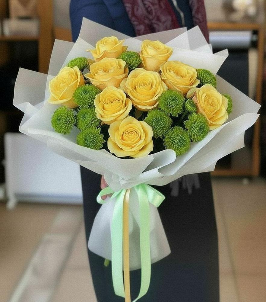 Букет цветов из: Хризантемы и Розы в Куртамыше