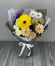 Букет цветов из:  Розы, Герберы и Хризантемы в Куртамыше