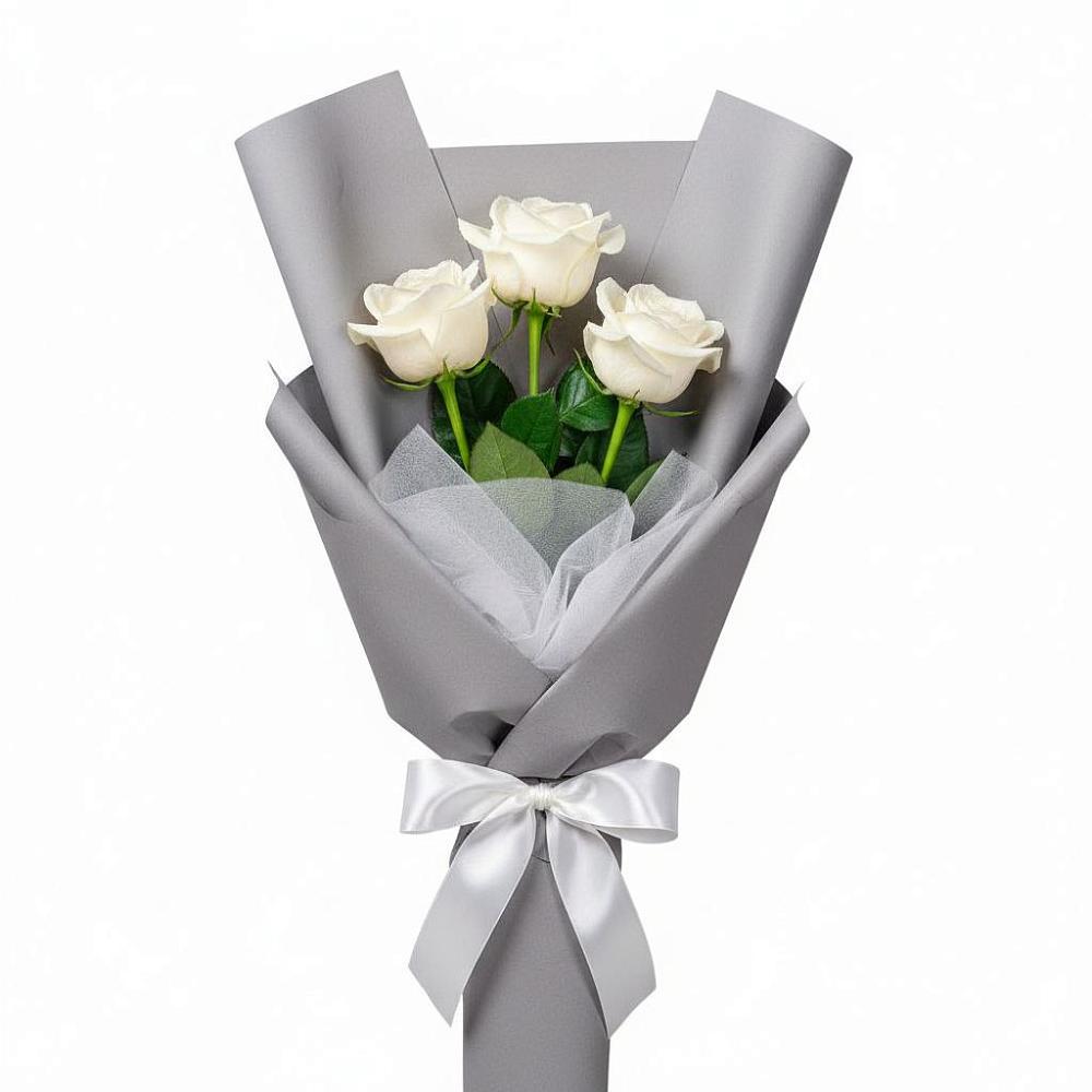 Букет 3 белые розы в Куртамыше