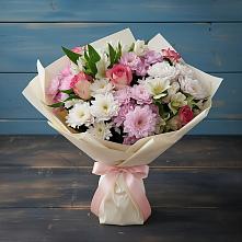 Букет цветов из:  Хризантемы, Альстромерии и Розы в Куртамыше