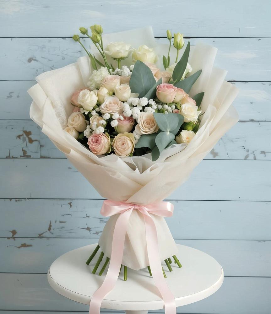 Букет цветов из: Розы и Лизиантусы в Куртамыше