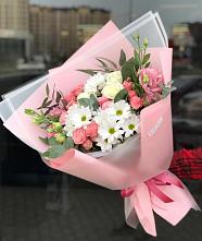 Букет цветов из:  Розы, Лизиантусы и Хризантемы в Куртамыше