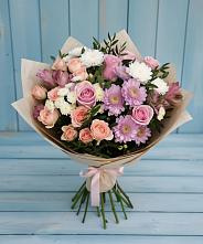 Букет цветов из:  Хризантемы, Розы и Альстромерии в Куртамыше